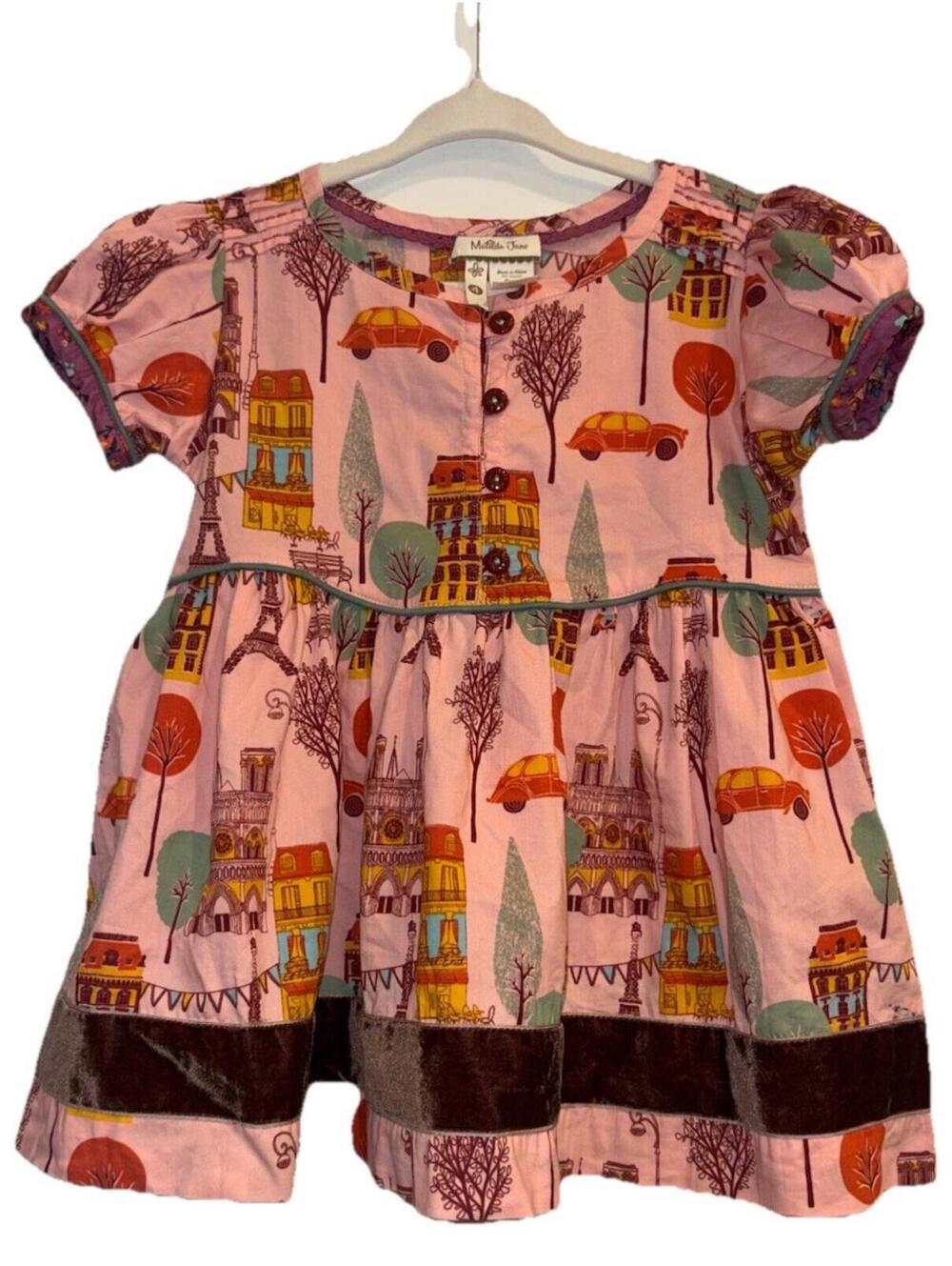 Matilda Jane Secret Fields Bon Vivant Peasant Paris Pink Size 4 Eiffel Tower EUC